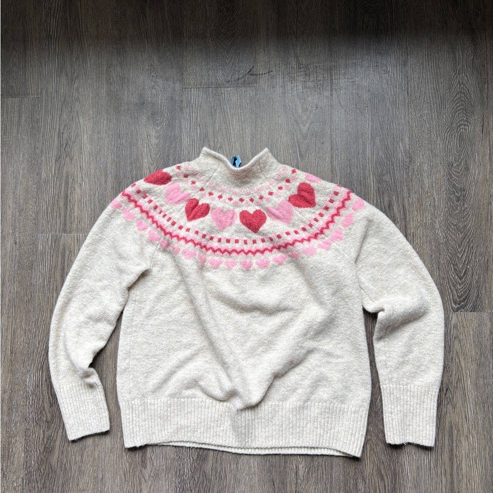 CeCe Cream Sweater with Pink Heart Design